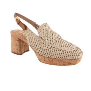 AEROSOLES Platform Slingback in Natural Raffia Fabric STYLE SANTINA Size 6.5 New